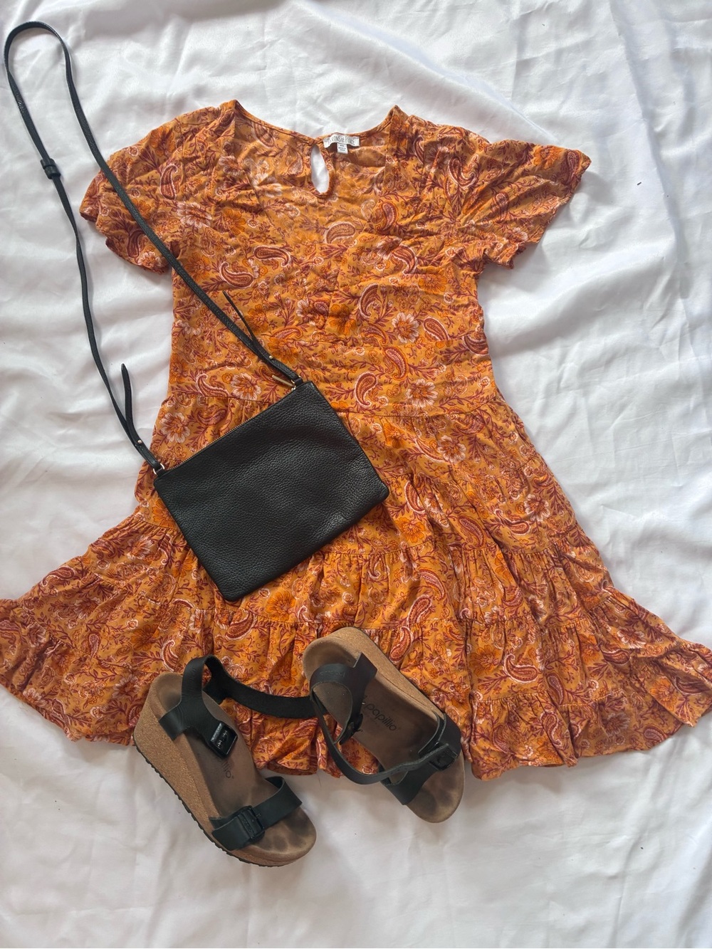 Patrons of Peace Orange Paisley Short Dress